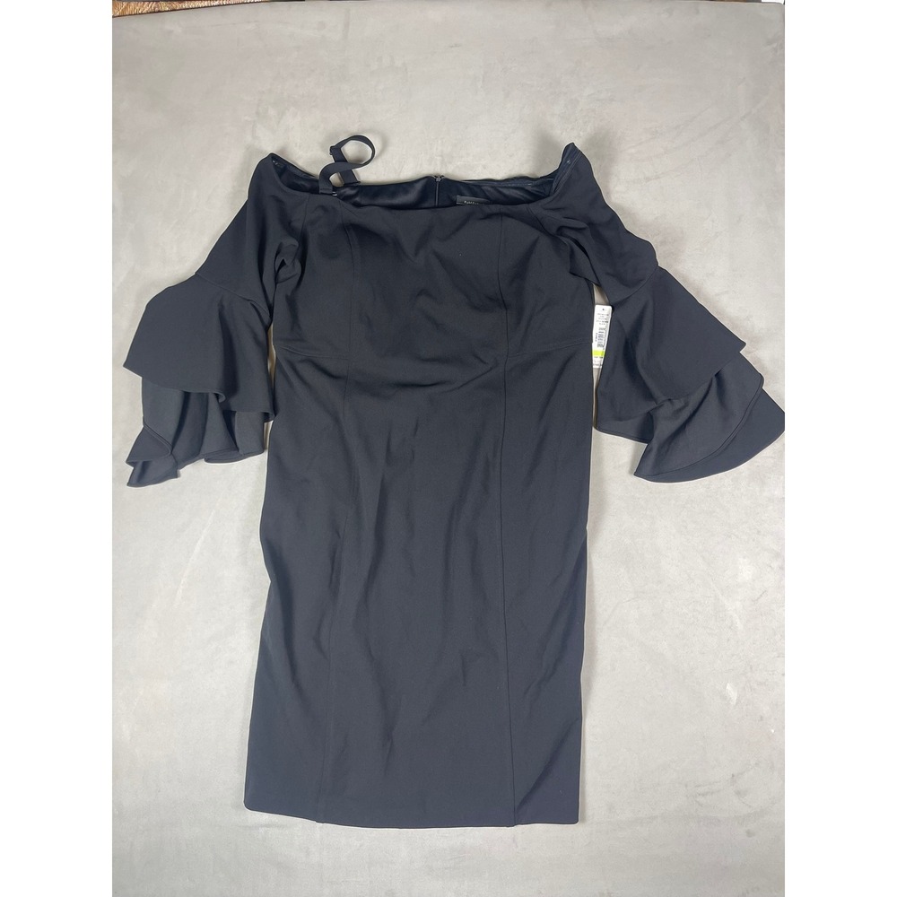 R&M Richards 18W Black Off Shoulder Bell Sleeve Cocktail Dress 8858W NEW
